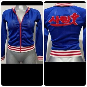 Jersey Zip Up Mesh Sweater Cardigan Small Sarang Love Korean Athletic Athleisure